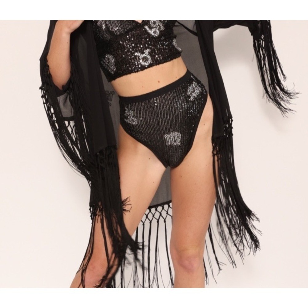 NWOT Eastnwest Label Zodiac Sequin Bottoms ONLY Black Silver Festival Rave EDM‎